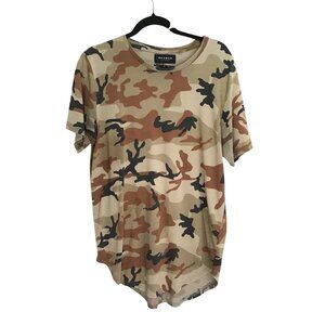 PACSUN, MENS CAMO PRINT LONGER FIT SHORT SLEEVE CREW NECK T-SHIRT SIZE MEDIUM